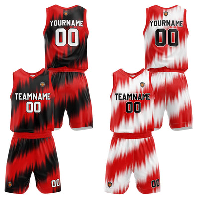 Custom Red Reversible Basketball Suit for Adults and Kids Personalized Jersey enthsush