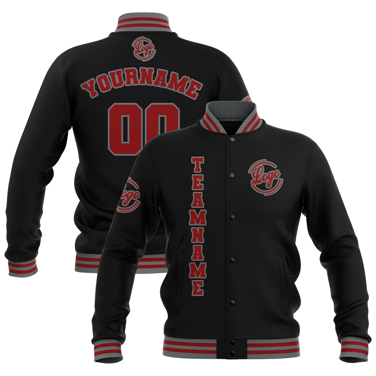 Custom Black Red Grey Waterproof Varsity Jackets Personalized Stitched Name Number Logo to Letterman Jackets enthsush