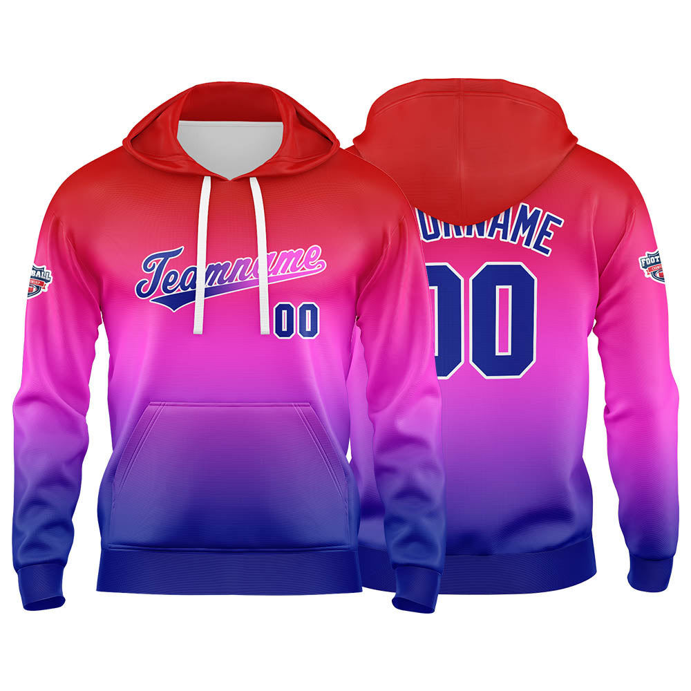 Custom Gradient Hoodie For Man Woman Girl Boy Print Your Logo Name Number Red Purple Blue enthsush