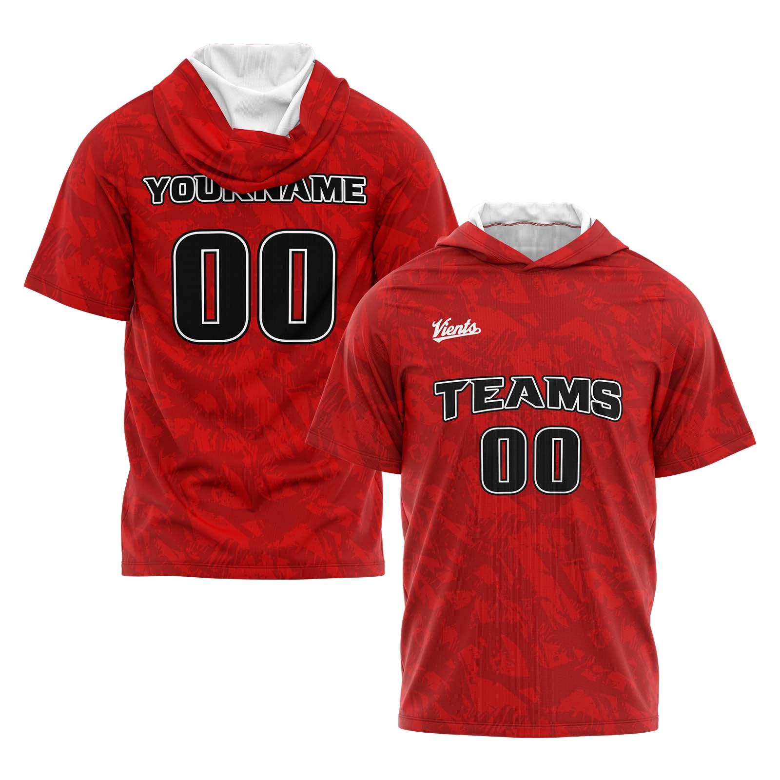 Custom Red Short Sleeve Hoodies for Men Women Shirts with Hoods Printed Name Logo enthsush