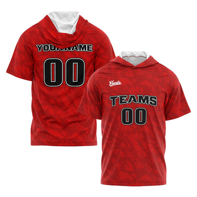 Custom Red Short Sleeve Hoodies for Men Women Shirts with Hoods Printed Name Logo enthsush