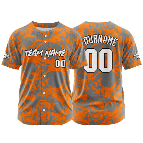 Custom Baseball Jersey Personalized Baseball Shirt for Men Women Kids Youth Teams Stitched and Print Orange&Grey enthsush