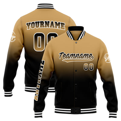 Custom Gradient Varsity Jacket Letterman jacket for Men, Women and Youth Gold&Black enthsush