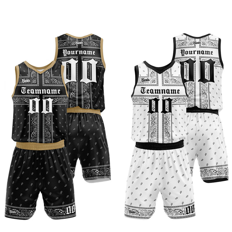 Custom Basketball Jersey Uniform Suit Printed Your Logo Name Number Black-White