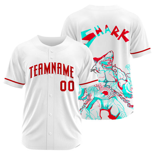 Custom Baseball Uniforms High-Quality for Adult Kids Optimized for Performance Shark-White&Red enthsush