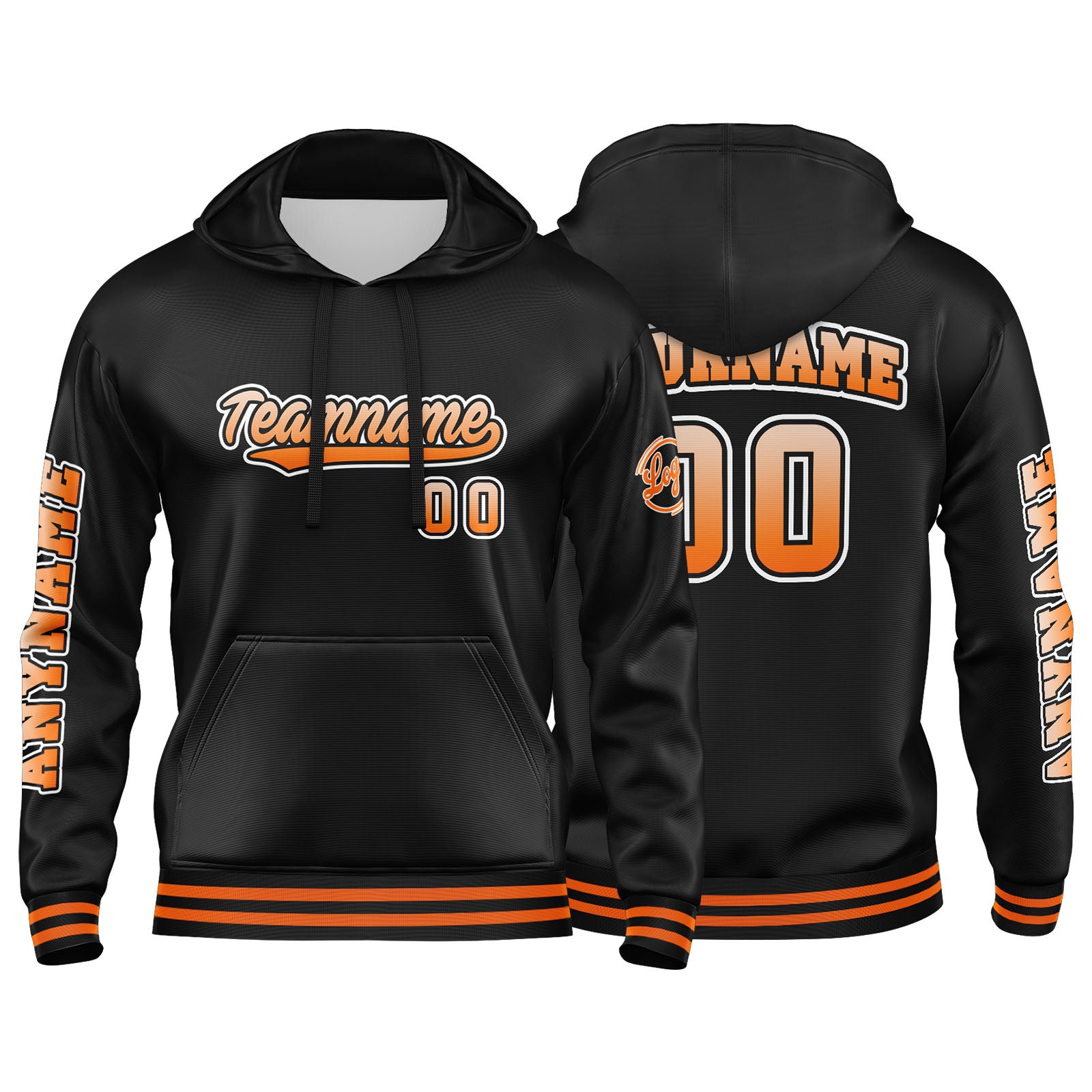 Custom Orange Black  Sweatshirt Hoodie For Men Women Girl Boy Print Your Logo Name Number enthsush