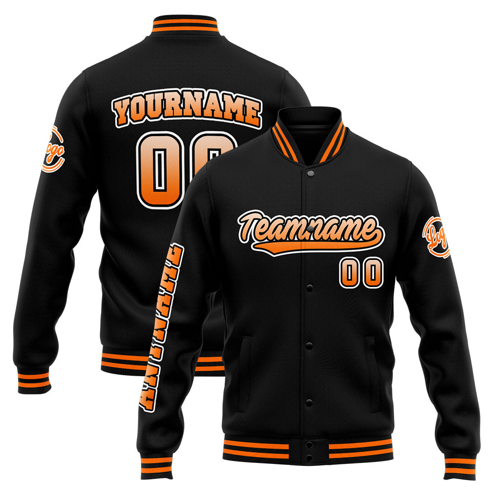 Custom Varsity Jacket Letterman jacket for Men, Women and Youth Orange Black enthsush