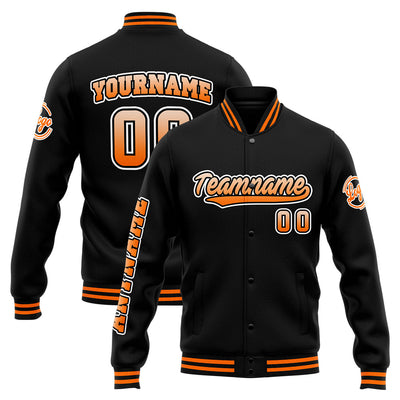 Custom Varsity Jacket Letterman jacket for Men, Women and Youth Orange Black enthsush
