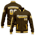 Custom Varsity Jacket Letterman jacket for Men, Women and Youth Brown Yellow enthsush