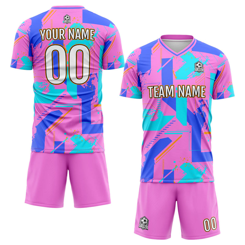 Custom Pink Blue Soccer Jerseys for Men Women Personalized Soccer Uniforms for Adult and Kid