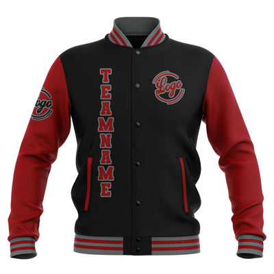 Custom Black Red Grey Waterproof Varsity Jackets Personalized Stitched Name Number Logo to Letterman Jackets enthsush