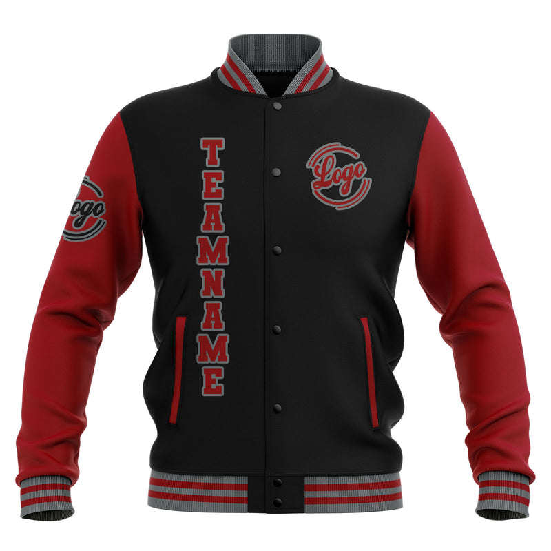 Custom Black Red Grey Waterproof Varsity Jackets Personalized Stitched Name Number Logo to Letterman Jackets