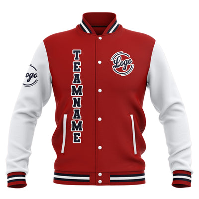 Custom Red White Navy Waterproof Varsity Jackets Personalized Stitched Name Number Logo to Letterman Jackets enthsush