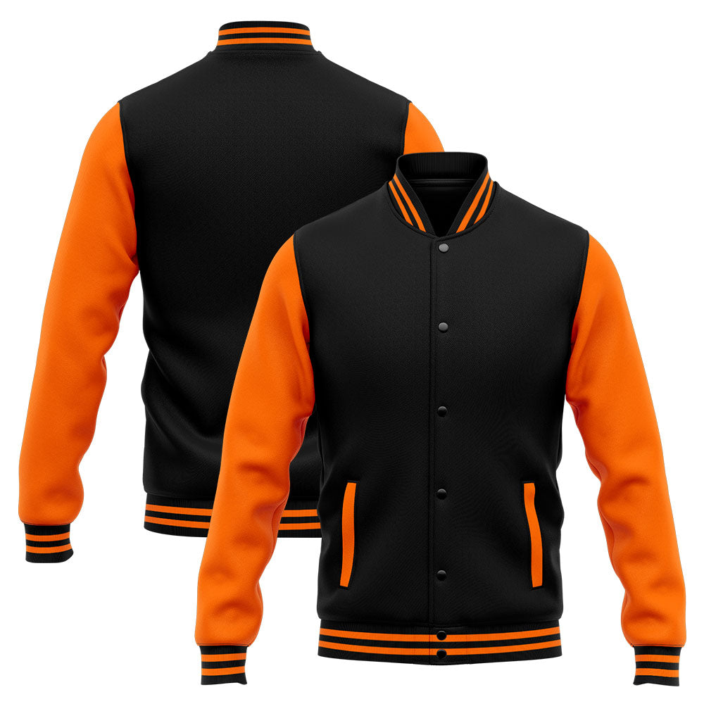 Custom Varsity Jacket Letterman jacket for Men, Women and Youth Orange Black enthsush