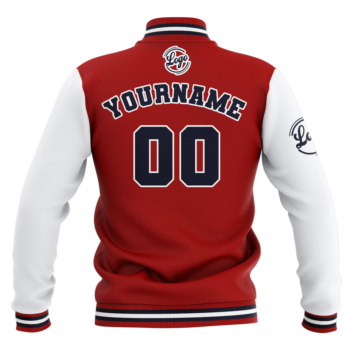 Custom Red White Navy Waterproof Varsity Jackets Personalized Stitched Name Number Logo to Letterman Jackets enthsush