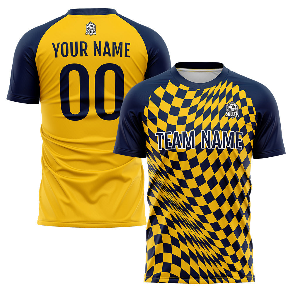 Custom Soccer Jerseys for Men Women Personalized Soccer Uniforms for Adult and Kid Yellow-Navy enthsush