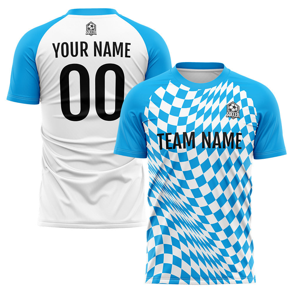 Custom Soccer Jerseys for Men Women Personalized Soccer Uniforms for Adult and Kid Light Blue-White enthsush