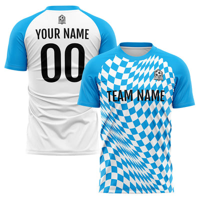 Custom Soccer Jerseys for Men Women Personalized Soccer Uniforms for Adult and Kid Light Blue-White enthsush