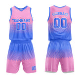 Custom Basketball Jersey Uniform Suit Printed Your Logo Name Number Blue-Pink