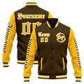 Custom Varsity Jacket Letterman jacket for Men, Women and Youth Brown Yellow enthsush