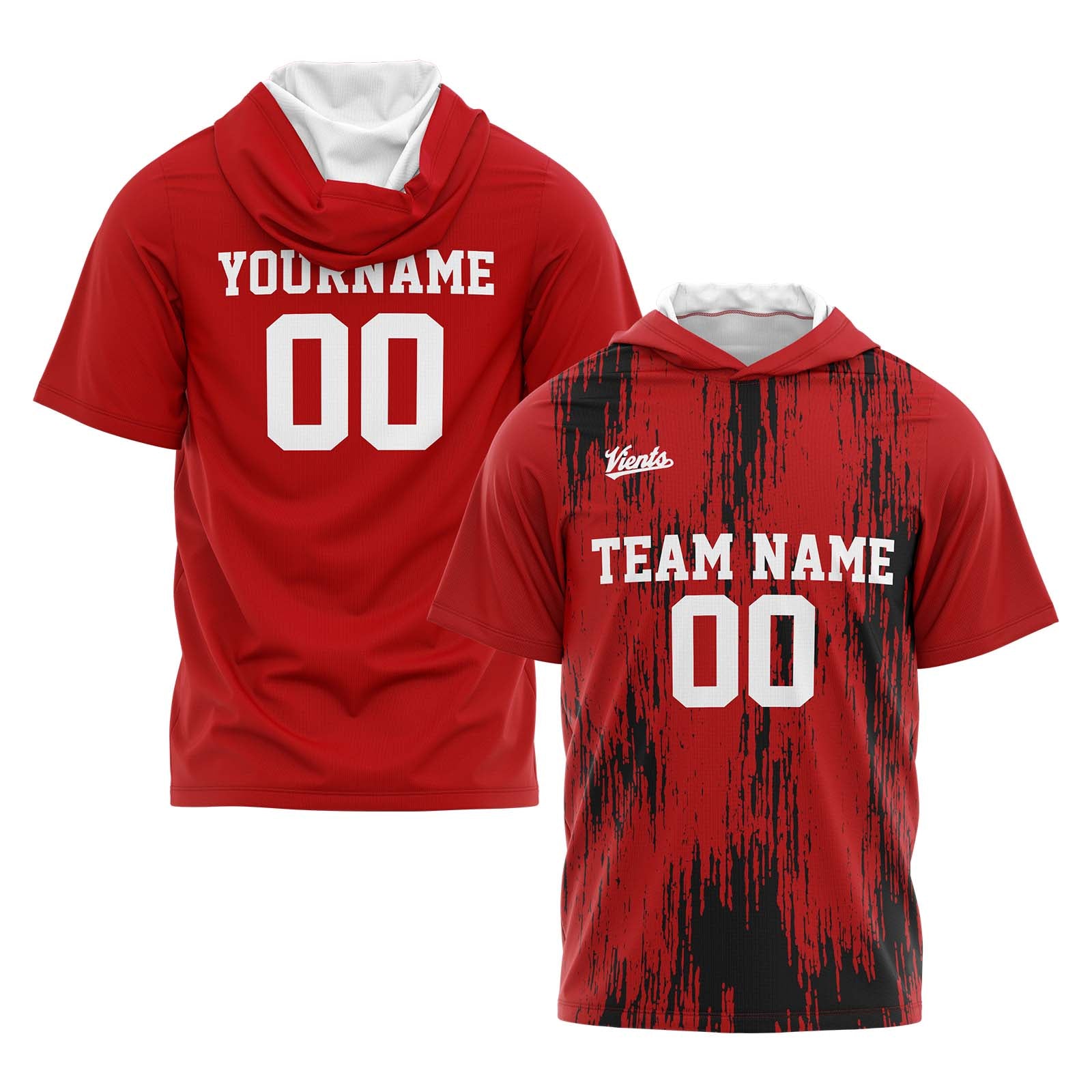 Custom Red Black Sleeve Hoodies for Men Women Shirts with Hoods Printed Name Logo enthsush
