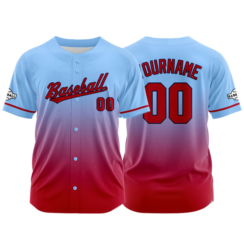 Custom Full Print Design Authentic Baseball Jersey red-light blue