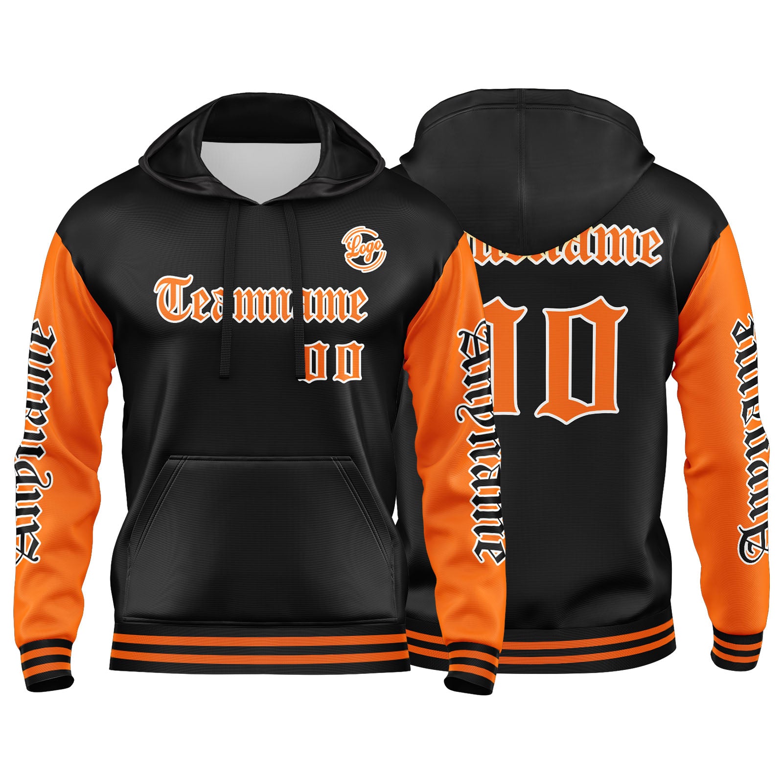 Custom Orange Black  Sweatshirt Hoodie For Men Women Girl Boy Print Your Logo Name Number enthsush