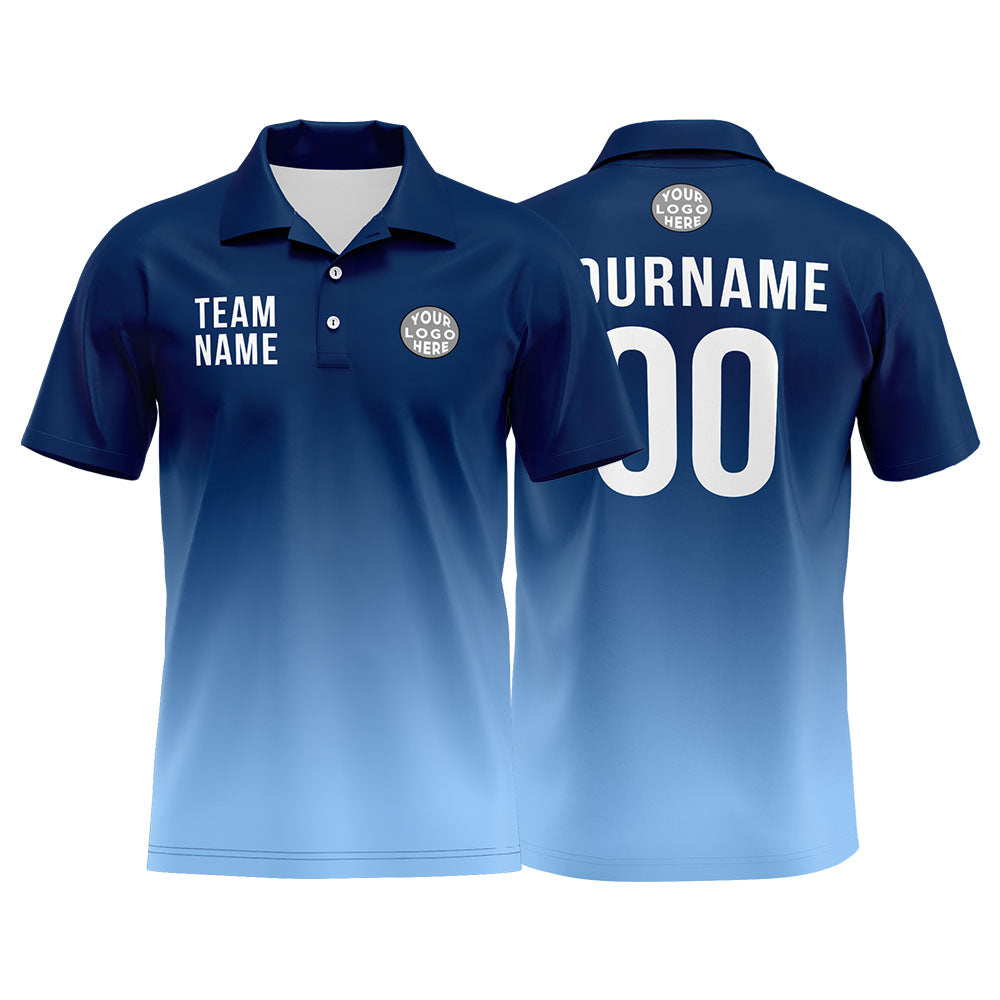 Custom Navy Light Blue Football Polo Shirts Add Your Unique Logo/Name/Number enthsush