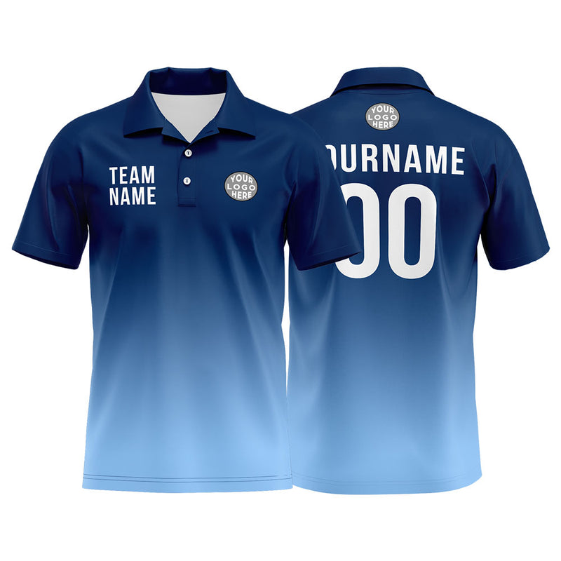 Custom Navy Light Blue Football Polo Shirts Add Your Unique Logo/Name/Number