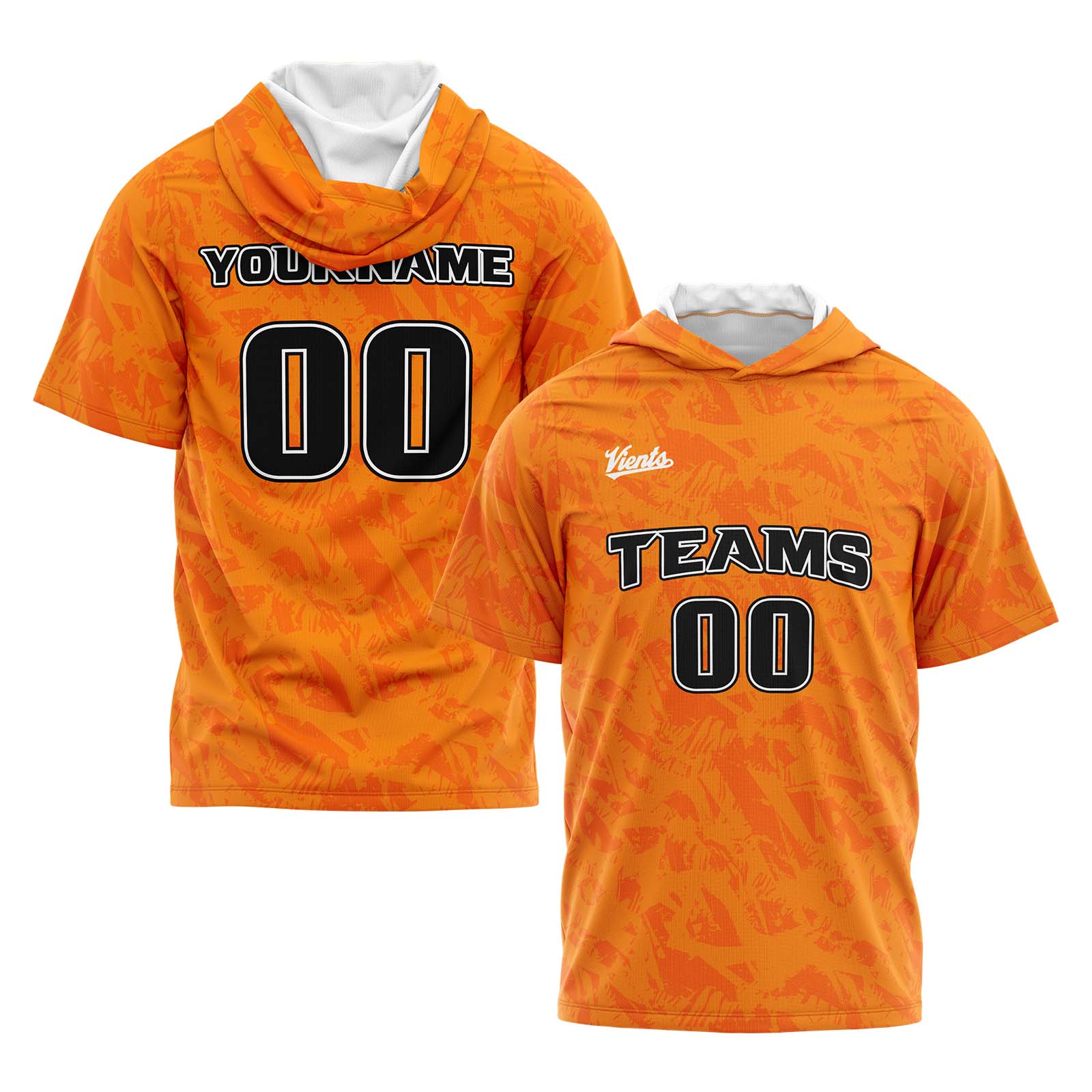 Custom Orange Short Sleeve Hoodies for Men Women Shirts with Hoods Printed Name Logo enthsush