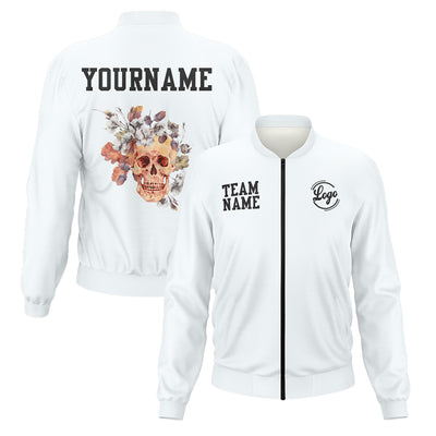 Custom Long Sleeve Windbreaker Jackets Uniform Printed Your Logo Name Number White enthsush