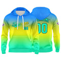 Custom Gradient Hoodie For Man Woman Girl Boy Print Your Logo Name Number Blue Yellow Green enthsush
