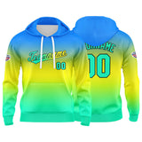 Custom Gradient Hoodie For Man Woman Girl Boy Print Your Logo Name Number Blue Yellow Green