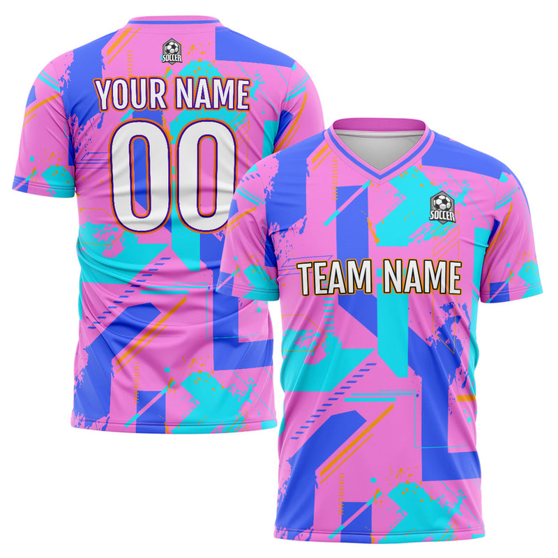 Custom Pink Blue Soccer Jerseys for Men Women Personalized Soccer Uniforms for Adult and Kid