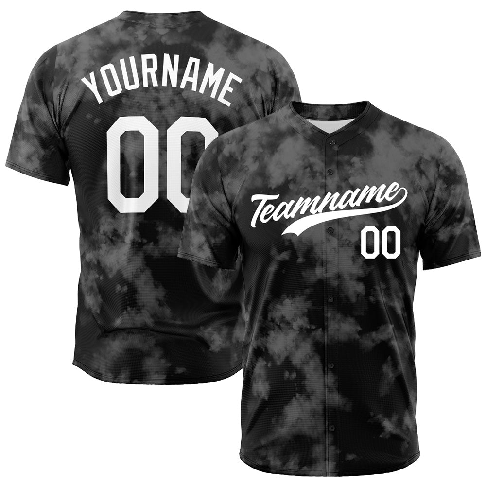 Custom Full Print Design Authentic Baseball Jersey Flocculent tie-dyed enthsush
