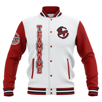 Custom White Red Navy Waterproof Varsity Jackets Personalized Stitched Name Number Logo to Letterman Jackets enthsush