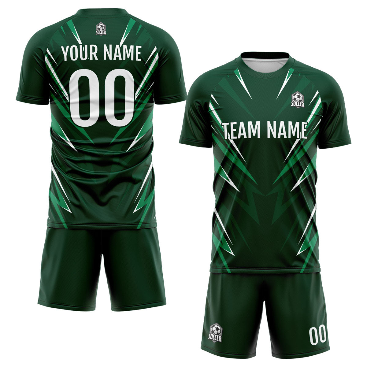 Custom Drak Green Soccer Jerseys for Men Women Personalized Soccer Uniforms for Adult and Kid enthsush