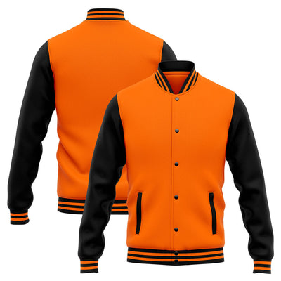 Custom Varsity Jacket Letterman jacket for Men, Women and Youth Orange Black enthsush