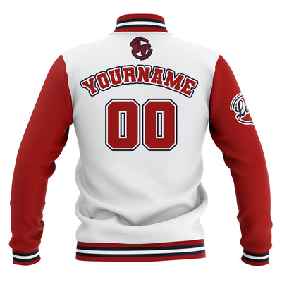 Custom White Red Navy Waterproof Varsity Jackets Personalized Stitched Name Number Logo to Letterman Jackets enthsush