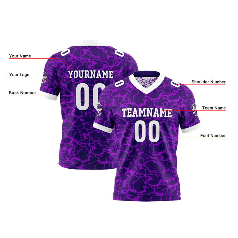 Custom Purple White Reversible Gradient Football Jersey Personalized Football Shirts for Men Women  Printed Team Name Number Logo