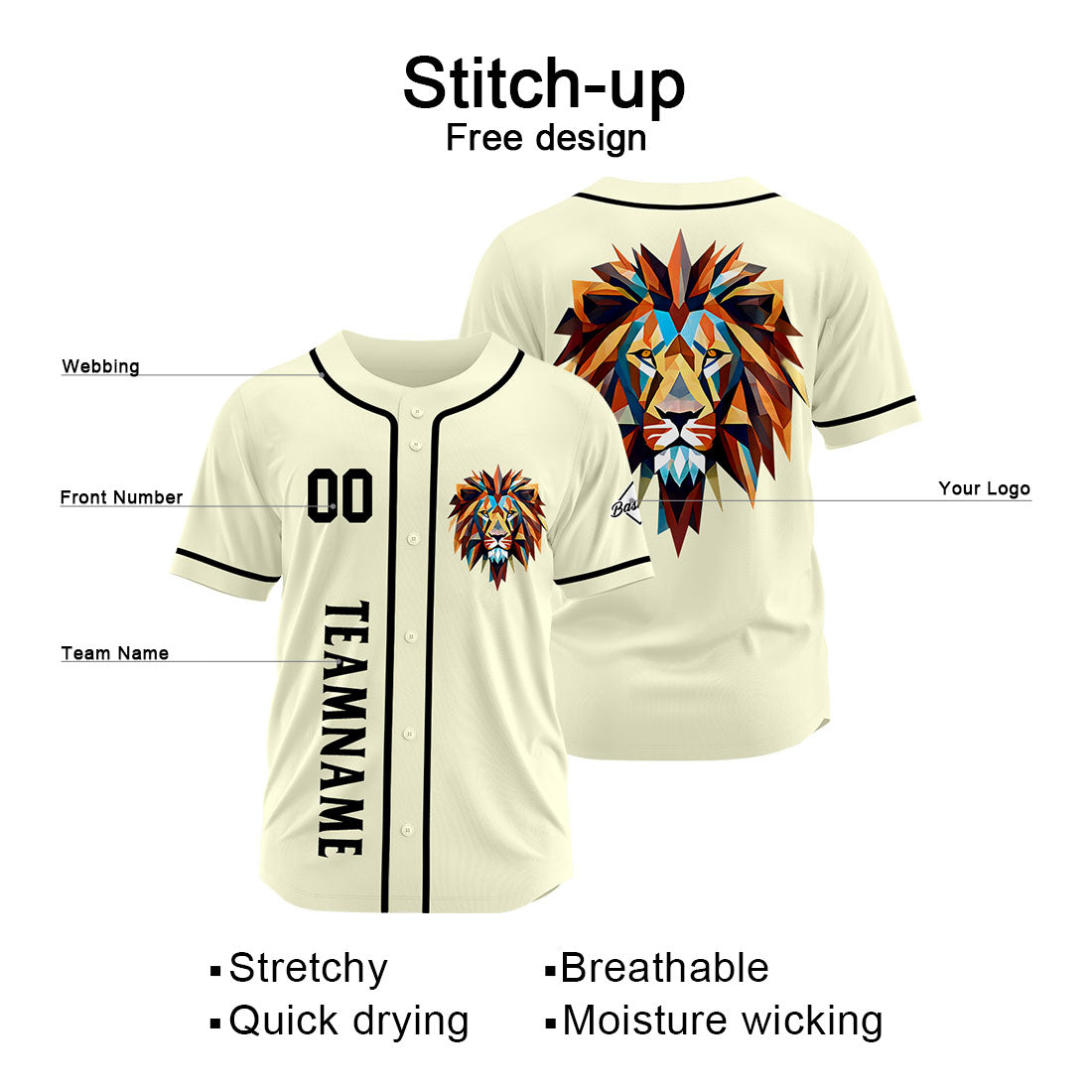 Custom Baseball Uniforms High-Quality for Adult Kids Optimized for Performance Cream enthsush