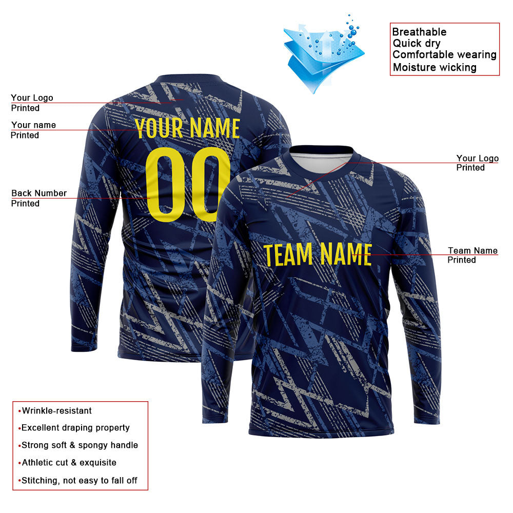Custom Basketball Soccer Football Shooting Long T-Shirt for Adults and Kids Navy enthsush