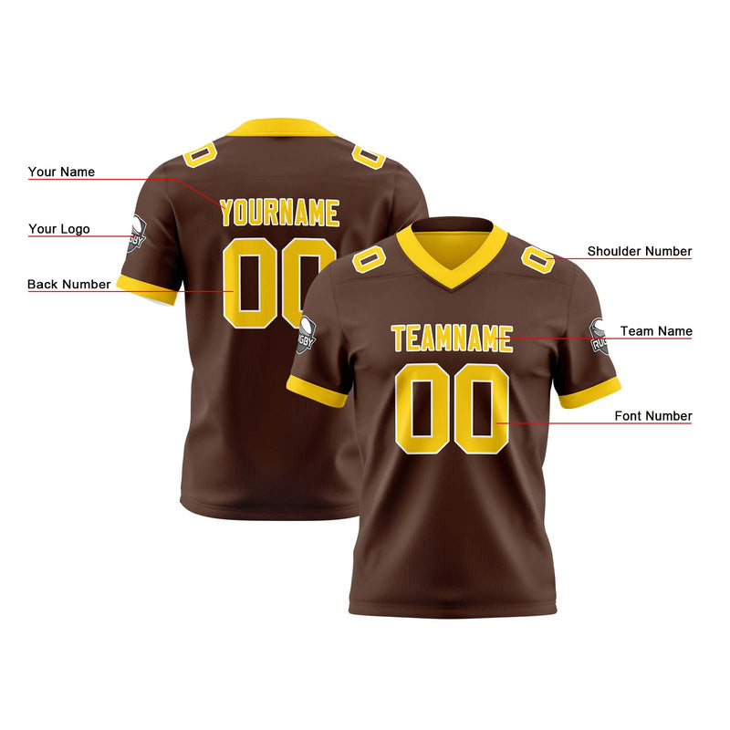 Custom Brown Yellow Reversible Gradient Football Jersey Personalized Football Shirts for Men Women  Printed Team Name Number Logo