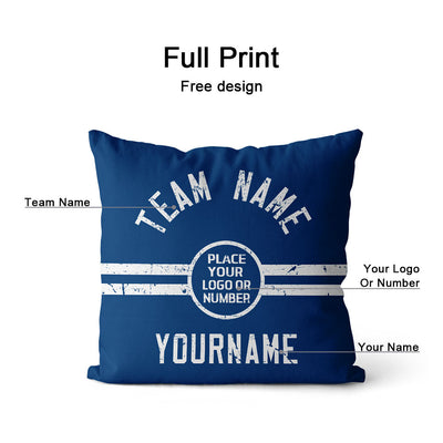 Custom Football Throw Pillow for Men Women Boy Gift Printed Your Personalized Name Number Blue & White enthsush