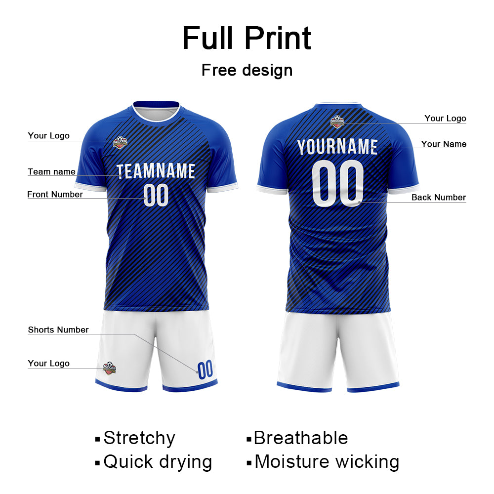 Custom Soccer Jerseys for Men Women Personalized Soccer Uniforms for Adult and Kid Royal-White enthsush