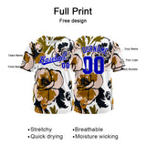 Custom Full Print Design Authentic Baseball Jersey white-brown-black-blue