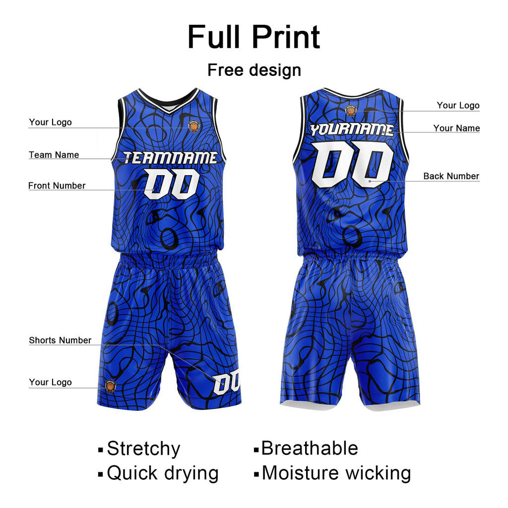 Custom Blue Basketball Jersey Uniform Suit Printed Your Logo Name Number enthsush