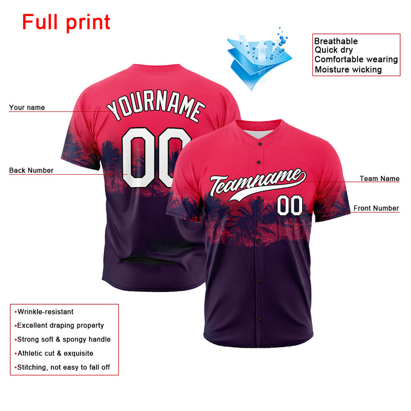 Custom Full Print Design Authentic Baseball Jersey tropical city sunset beach
