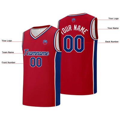 Custom basketball jersey shorts for men and women. Embroidered and printed name, number and logo Red enthsush