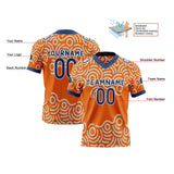 Custom Orange Blue Reversible Football Jersey Personalized Gradient Football Shirts for Men Printed Team Name Number Logo